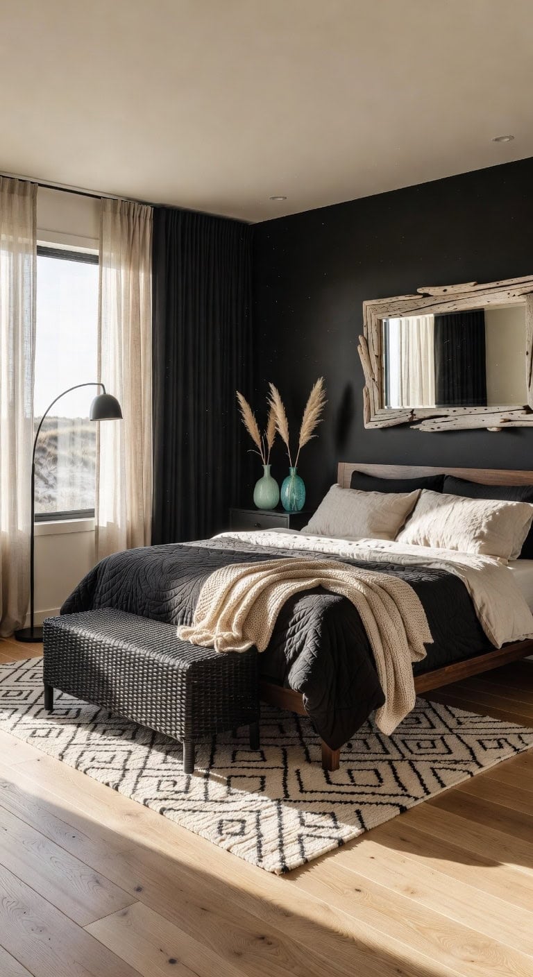 black coastal bedroom elegance