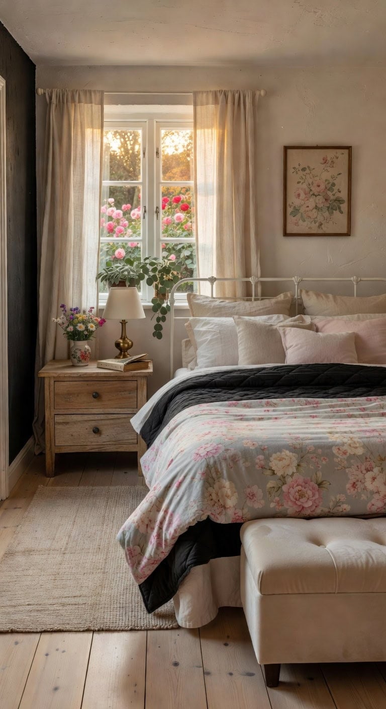 black comforter floral duvet