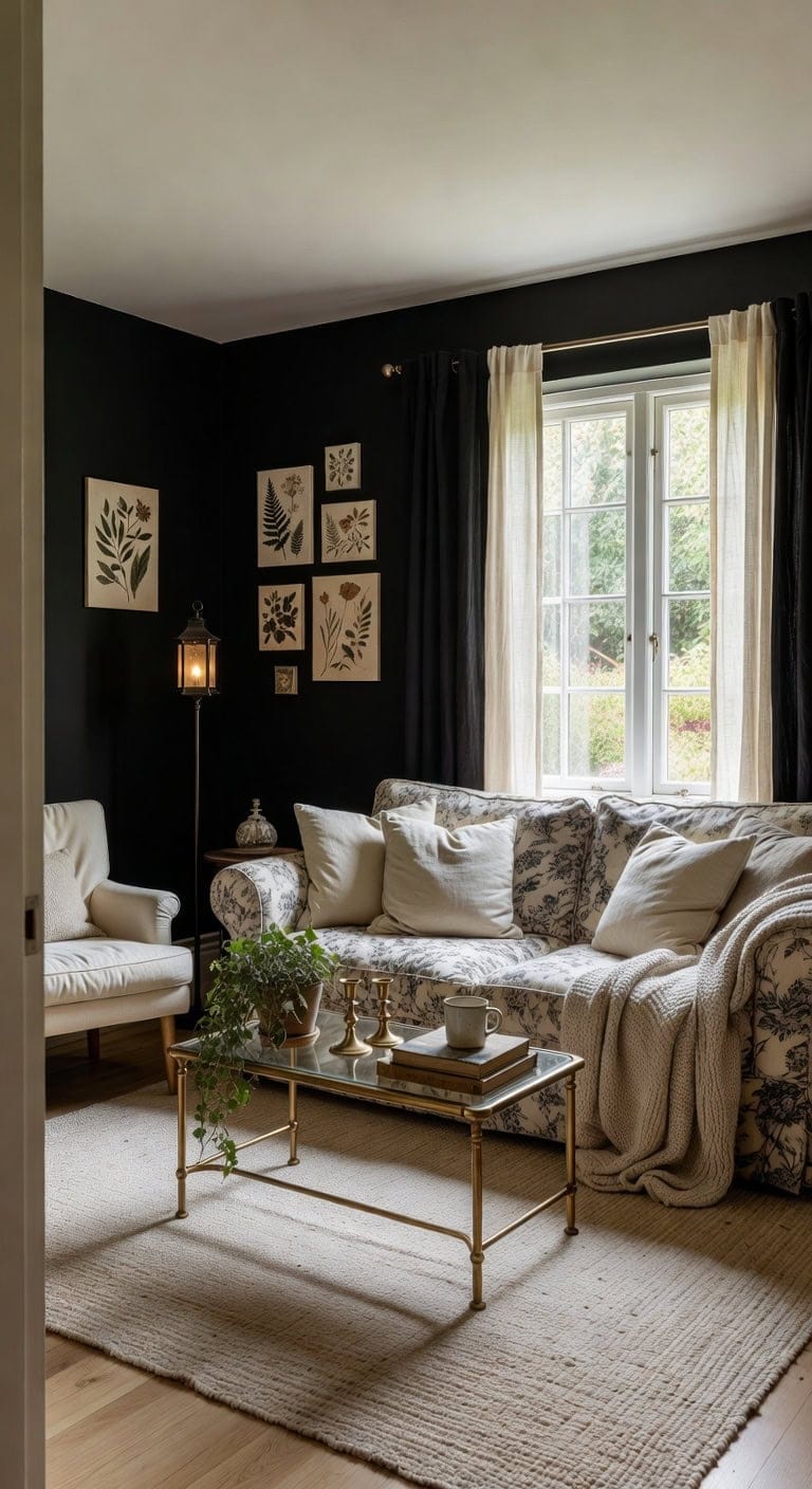black cream cottage elegance