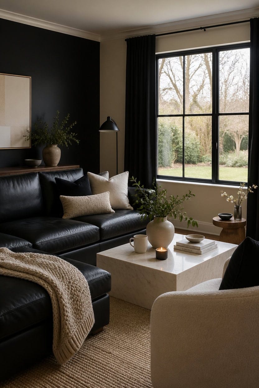 black cream modern living