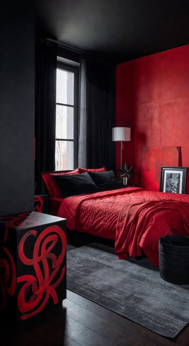 black crimson artistic nightstand