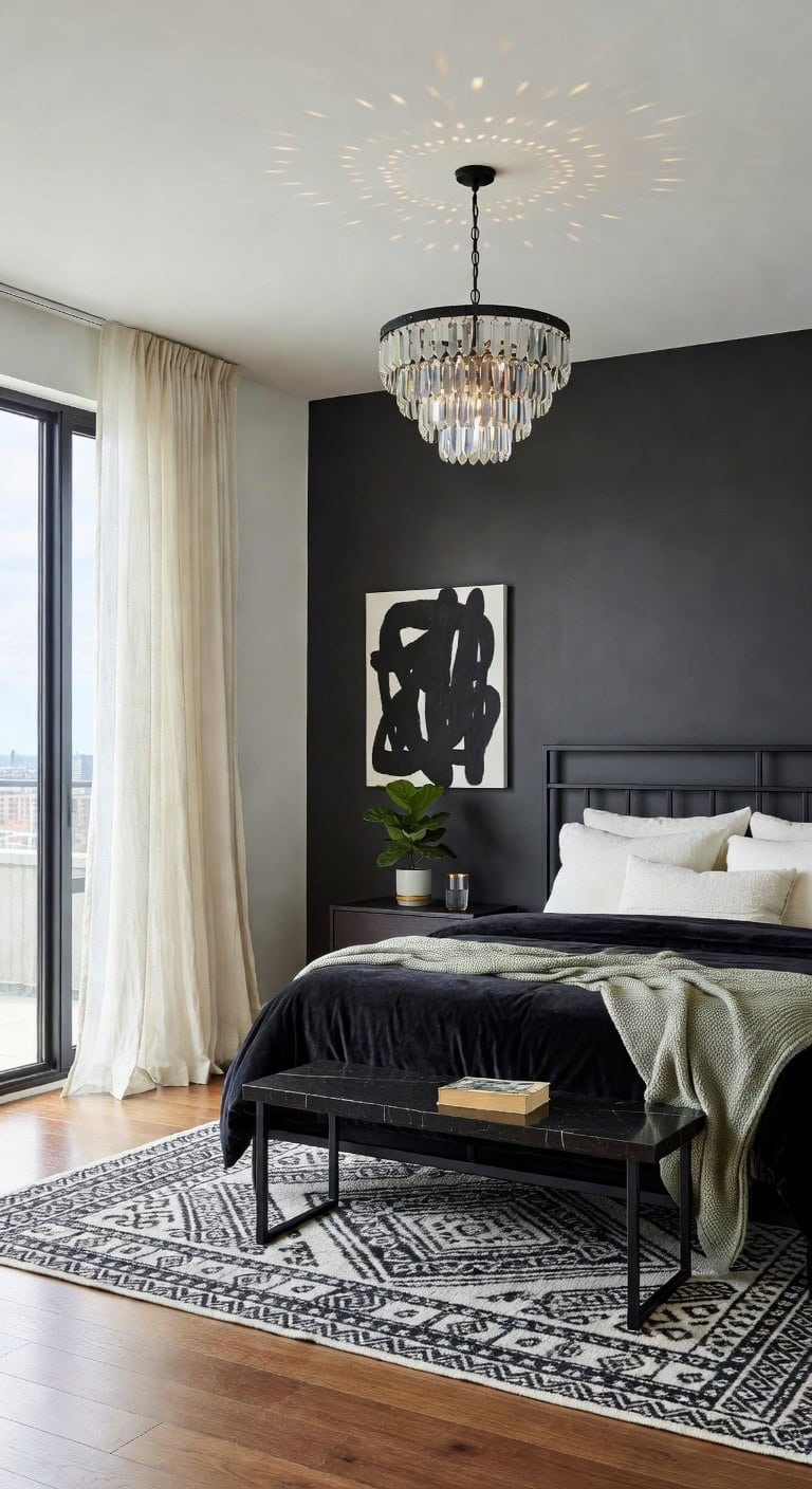 black crystal luxe bedroom