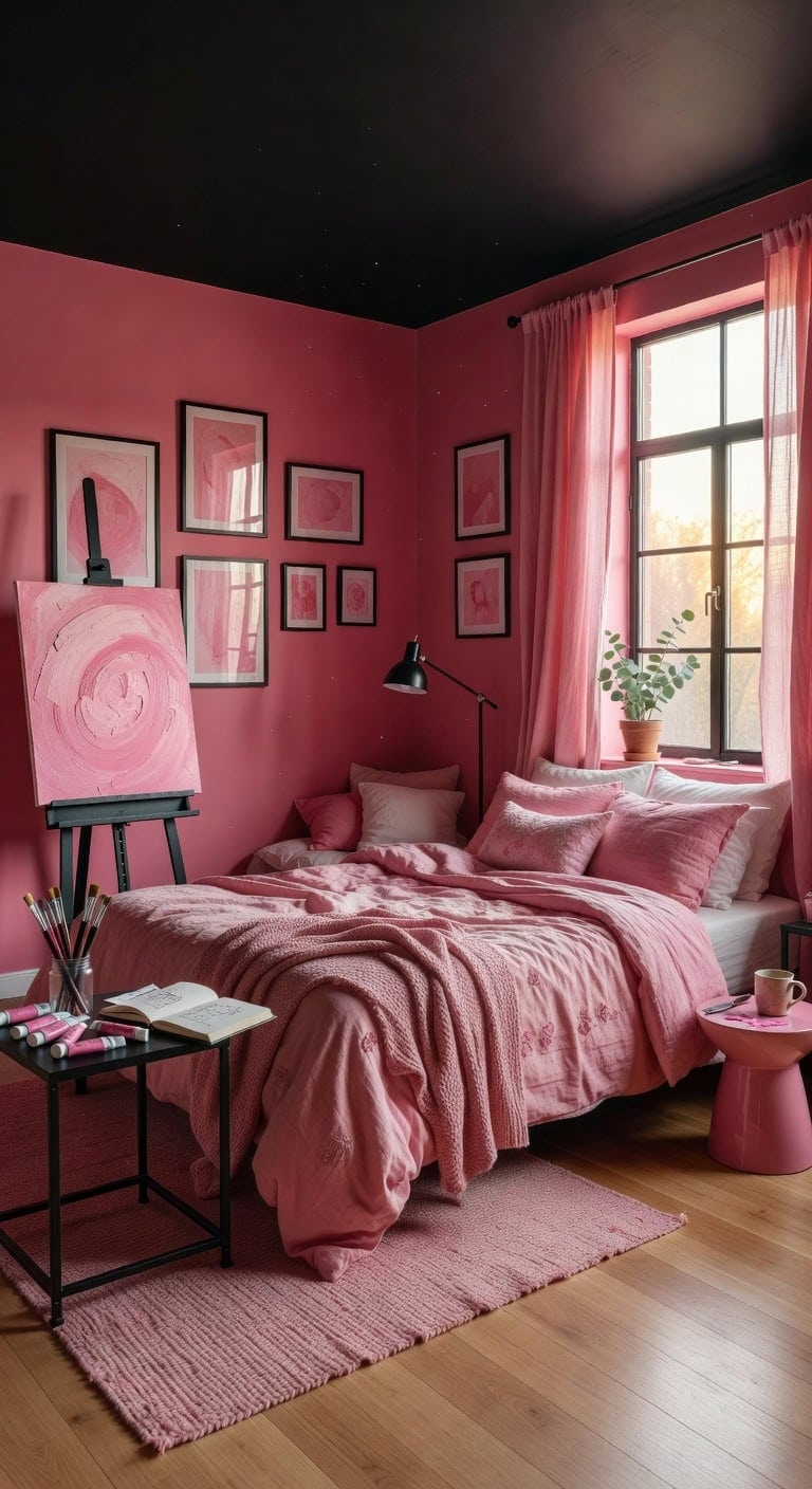 black easel pink studio