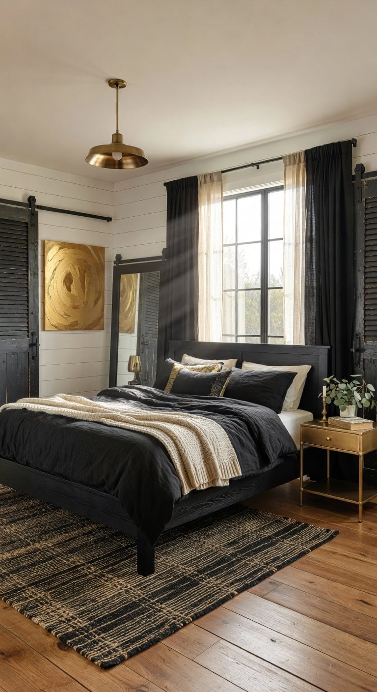 black farmhouse bedroom elegance