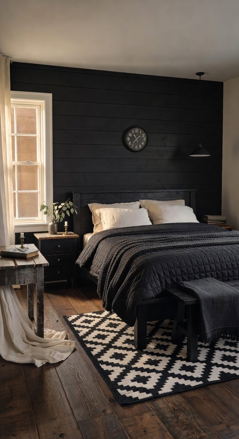 black farmhouse bedroom elegance