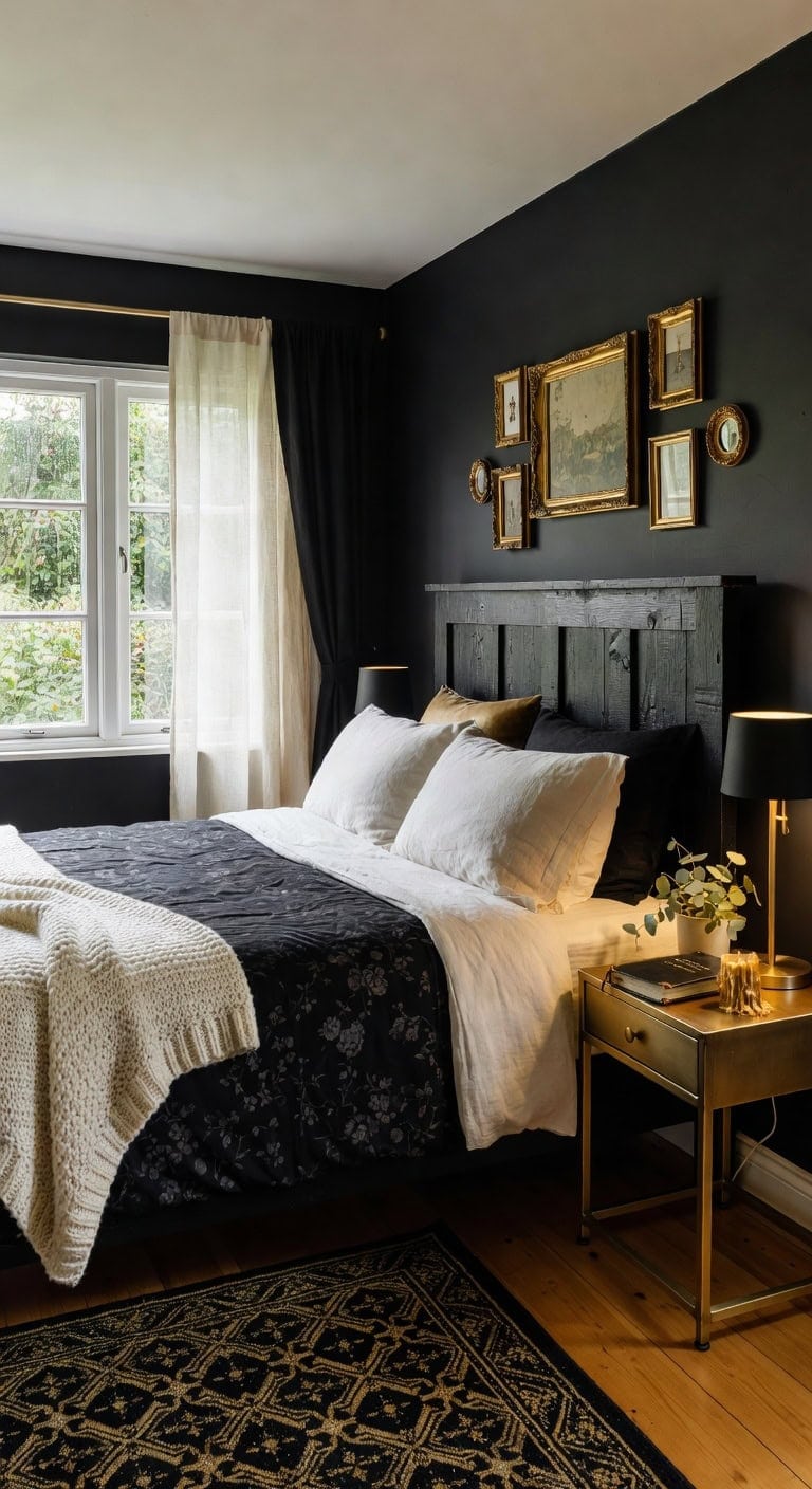 black floral cottage bedroom