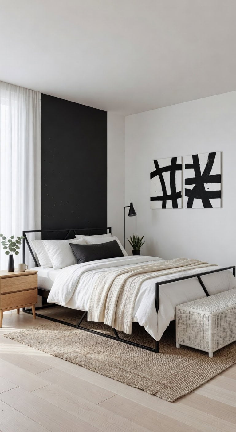 black geometric bedroom retreat