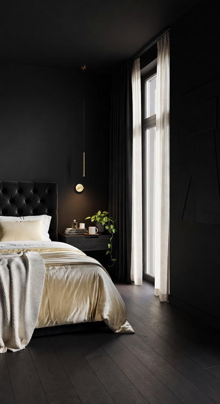 black gold minimalist bedroom