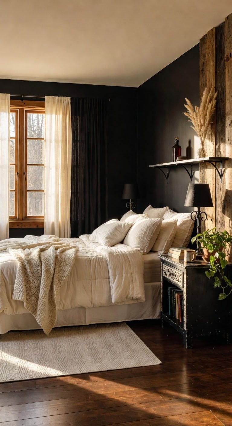 black ivory rustic nightstand