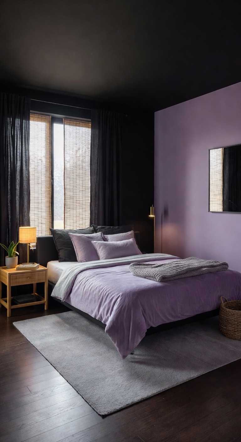 black lavender zen bedroom