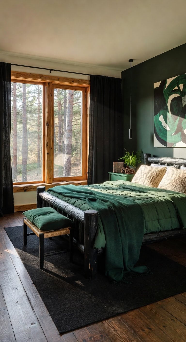 black log bed forest green