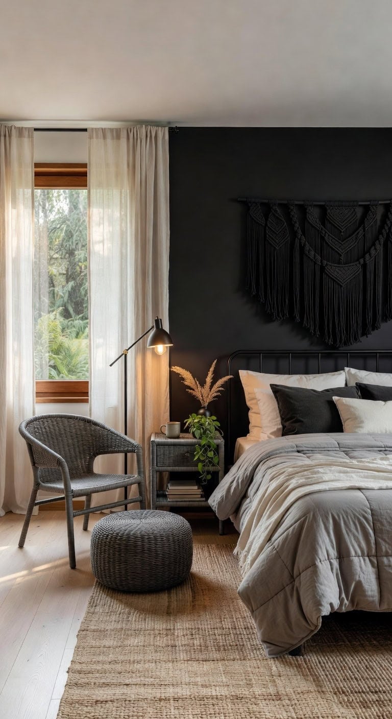 black macram grey rattan