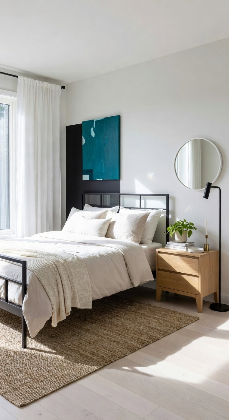 black metal glass bedroom