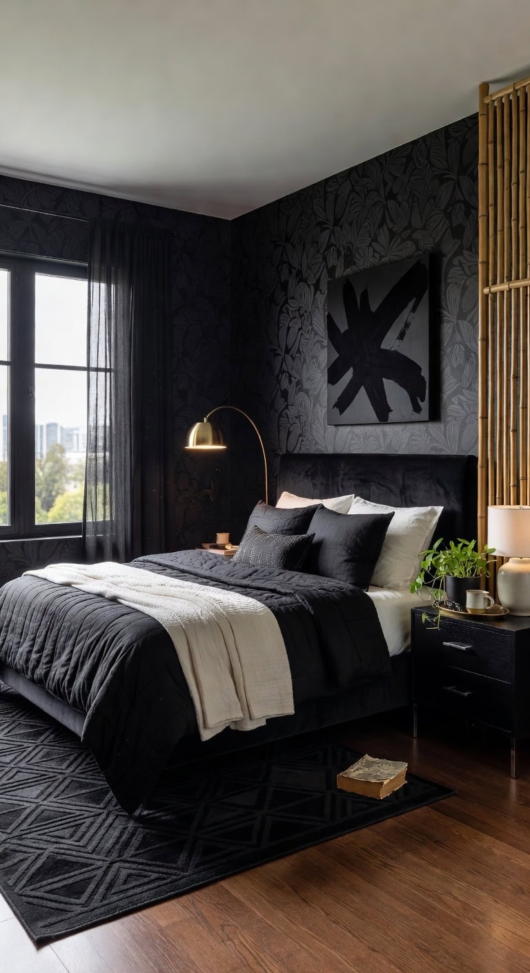 black modern bedroom sanctuary