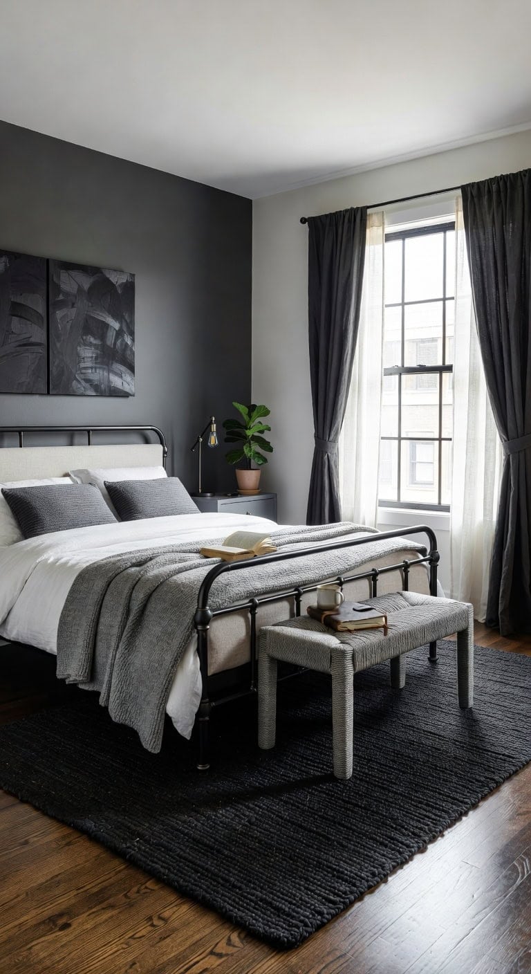 black rope grey wool