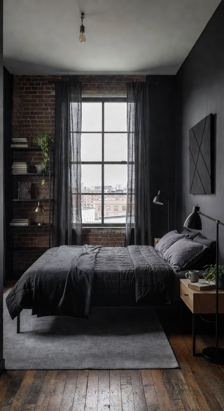 black scandinavian bedroom retreat
