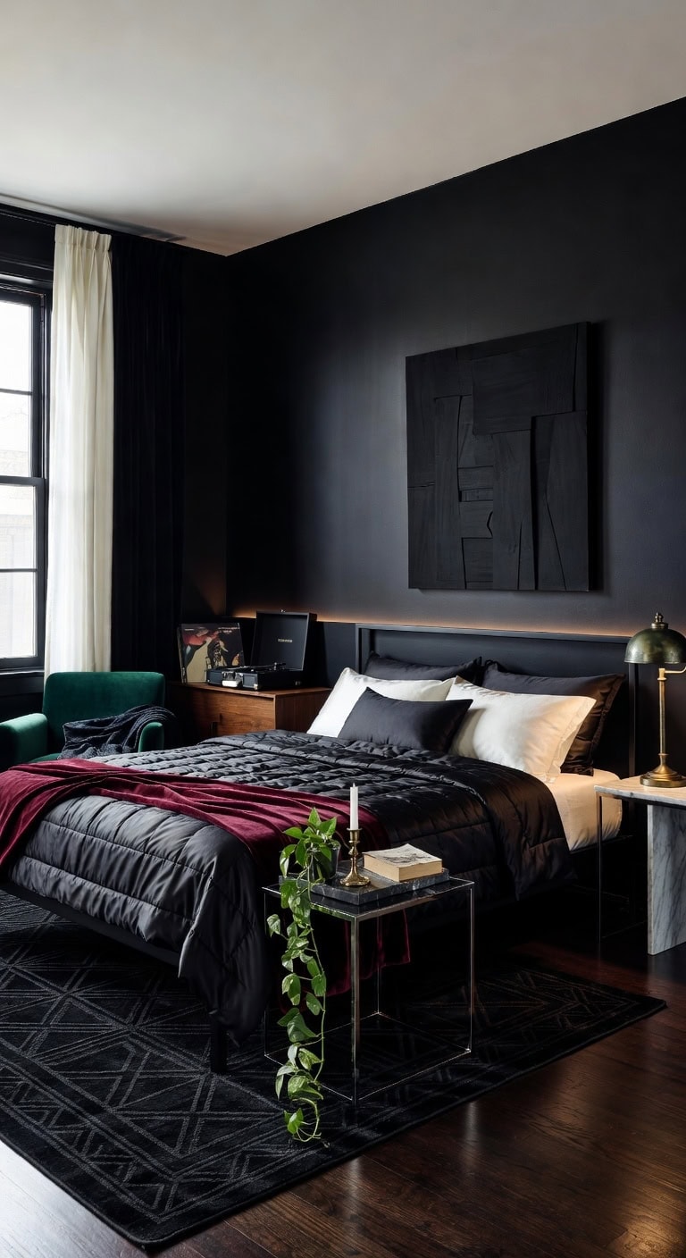 black velvet bedroom elegance