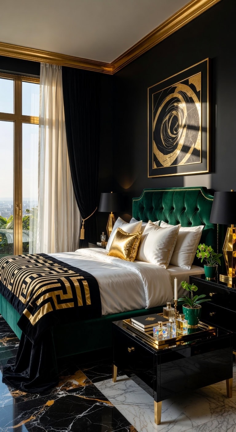 black velvet boho bedroom