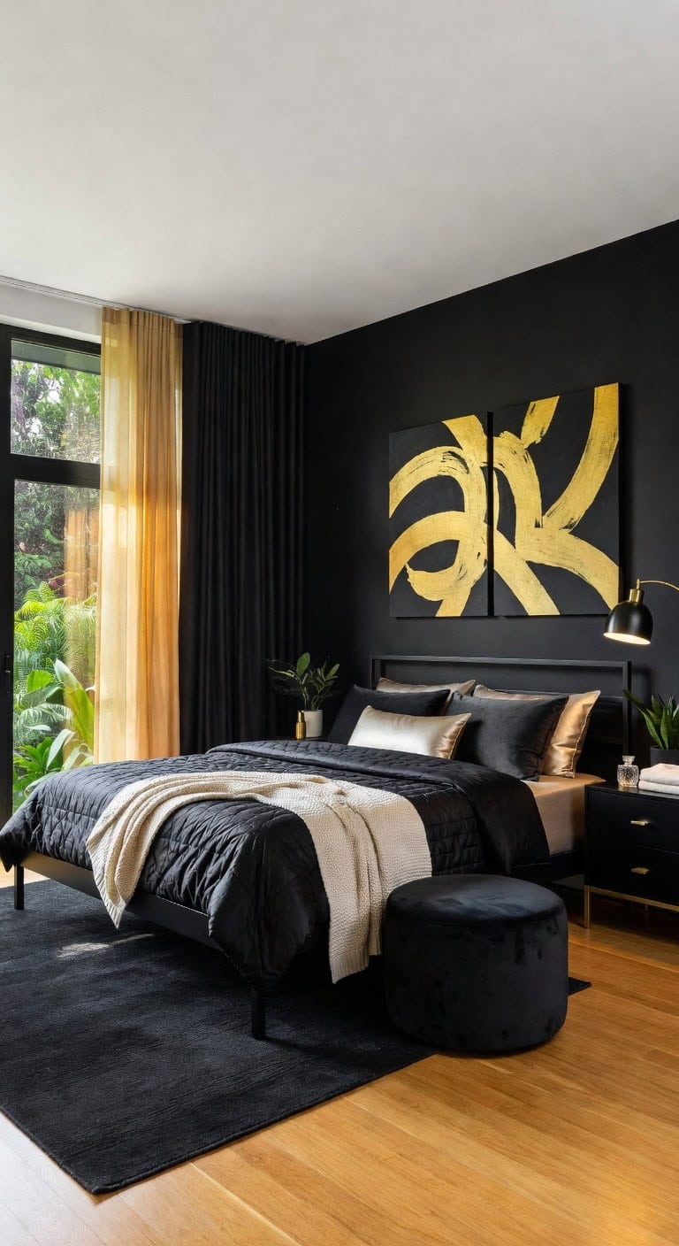 black velvet glam bedroom