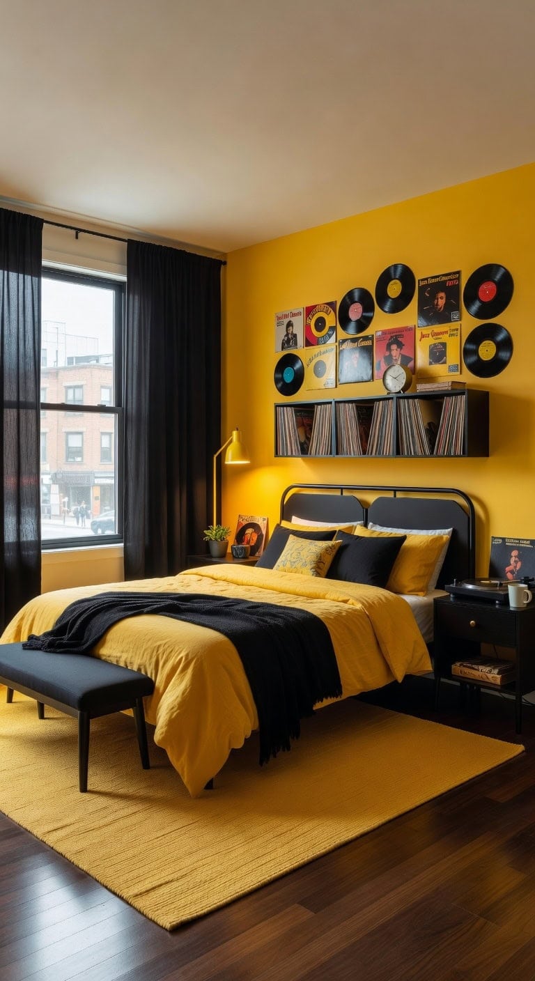 black vinyl bright yellow