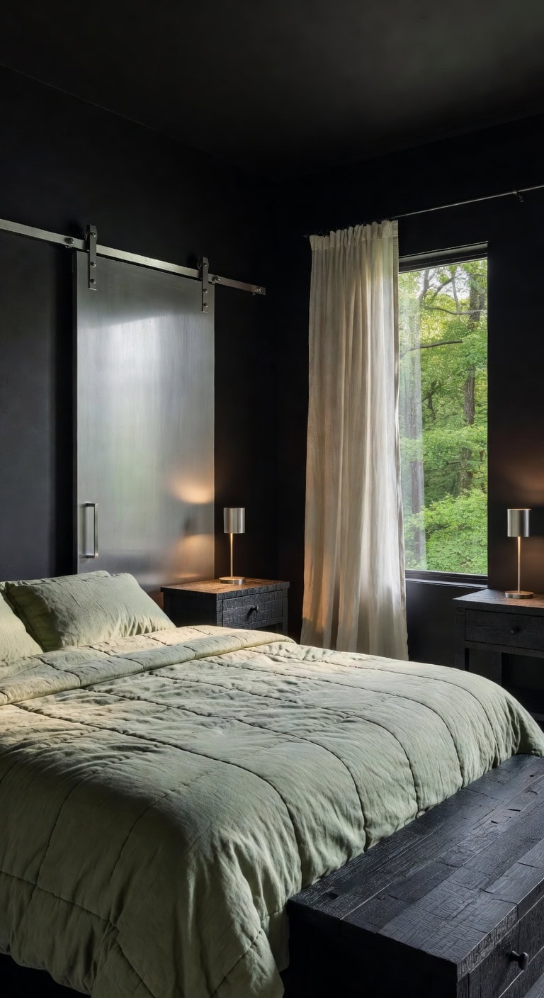 black wall bedroom makeover