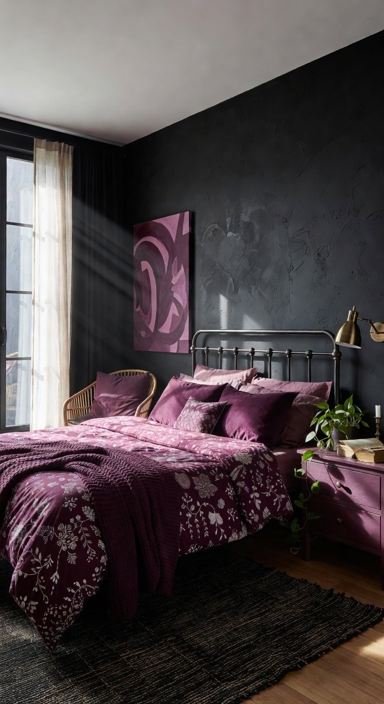 black wall plum accents