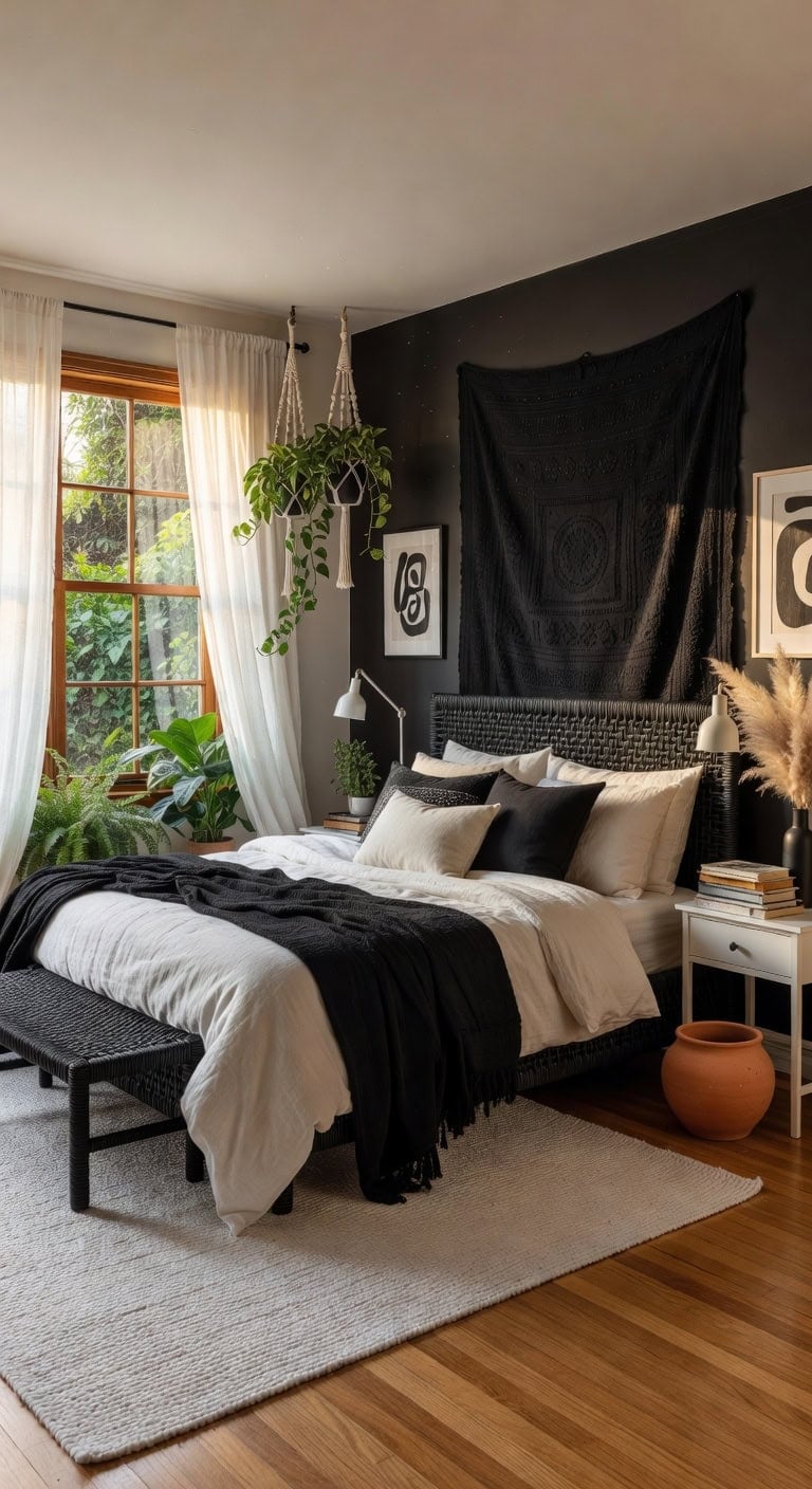black white boho sanctuary