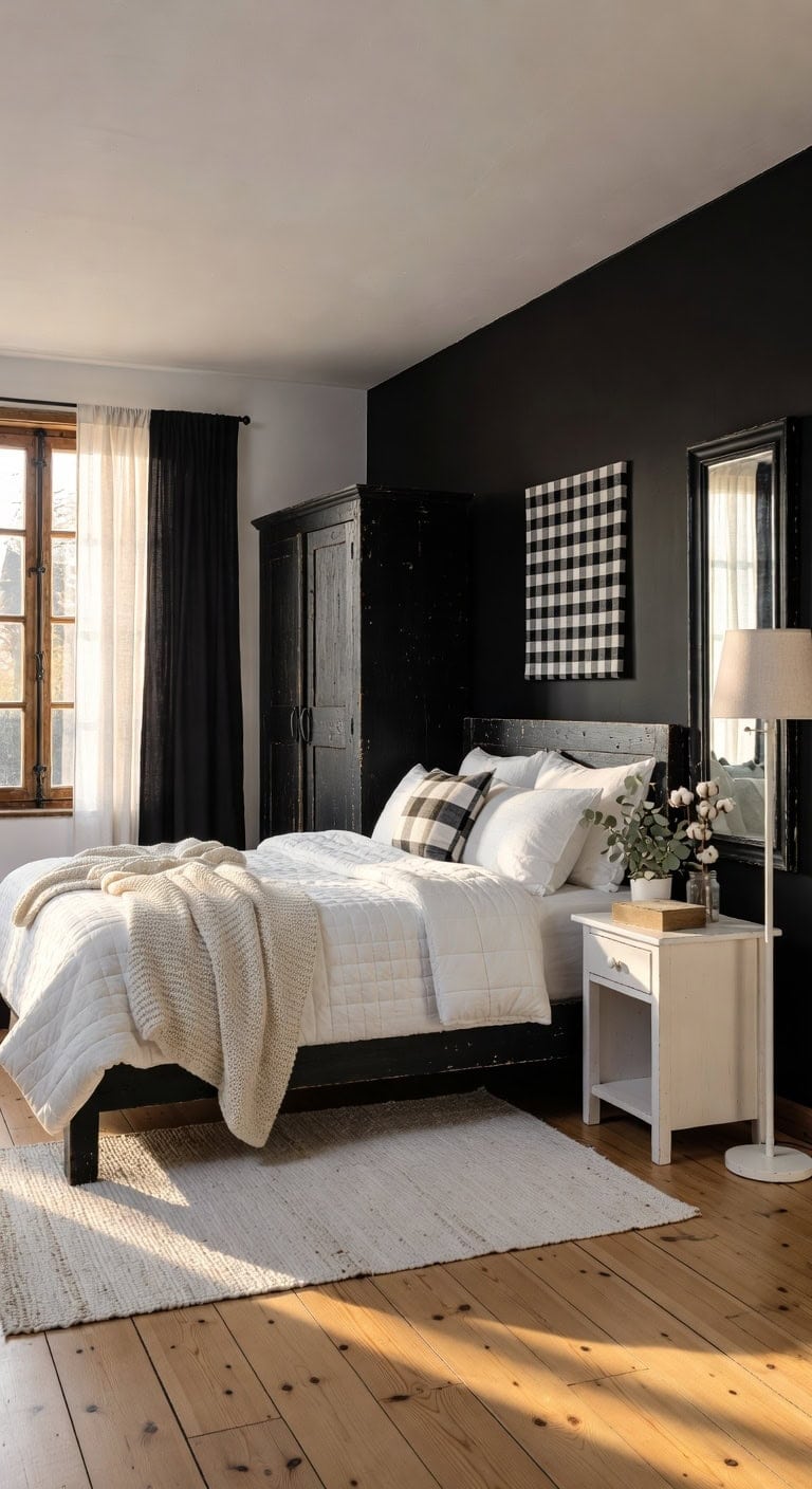 black wood farmhouse bedroom