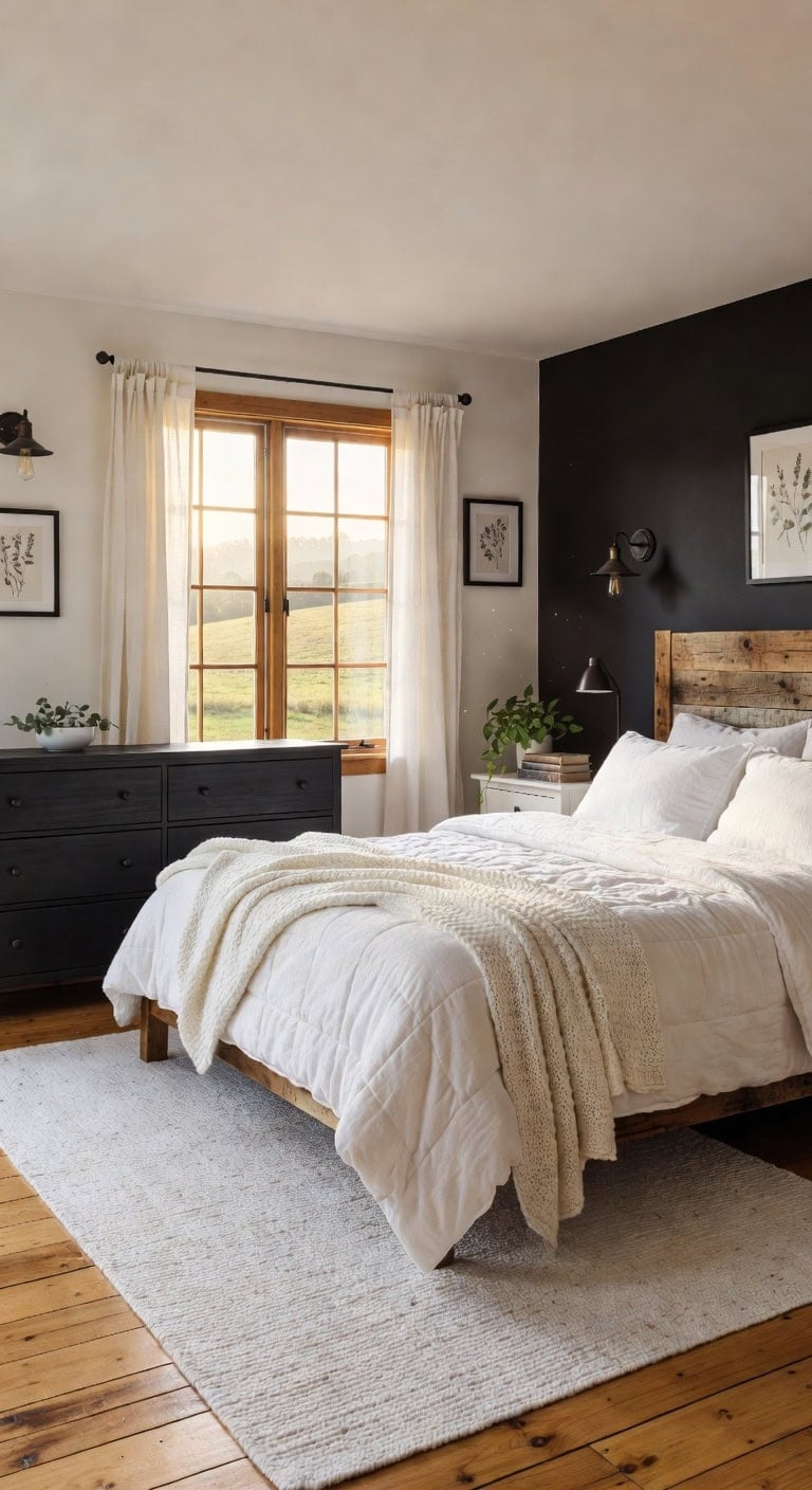 black wood white linen