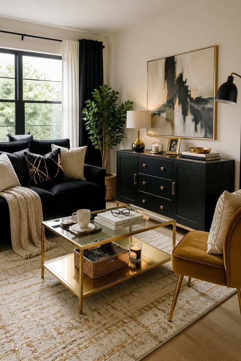 blackgold chic living room