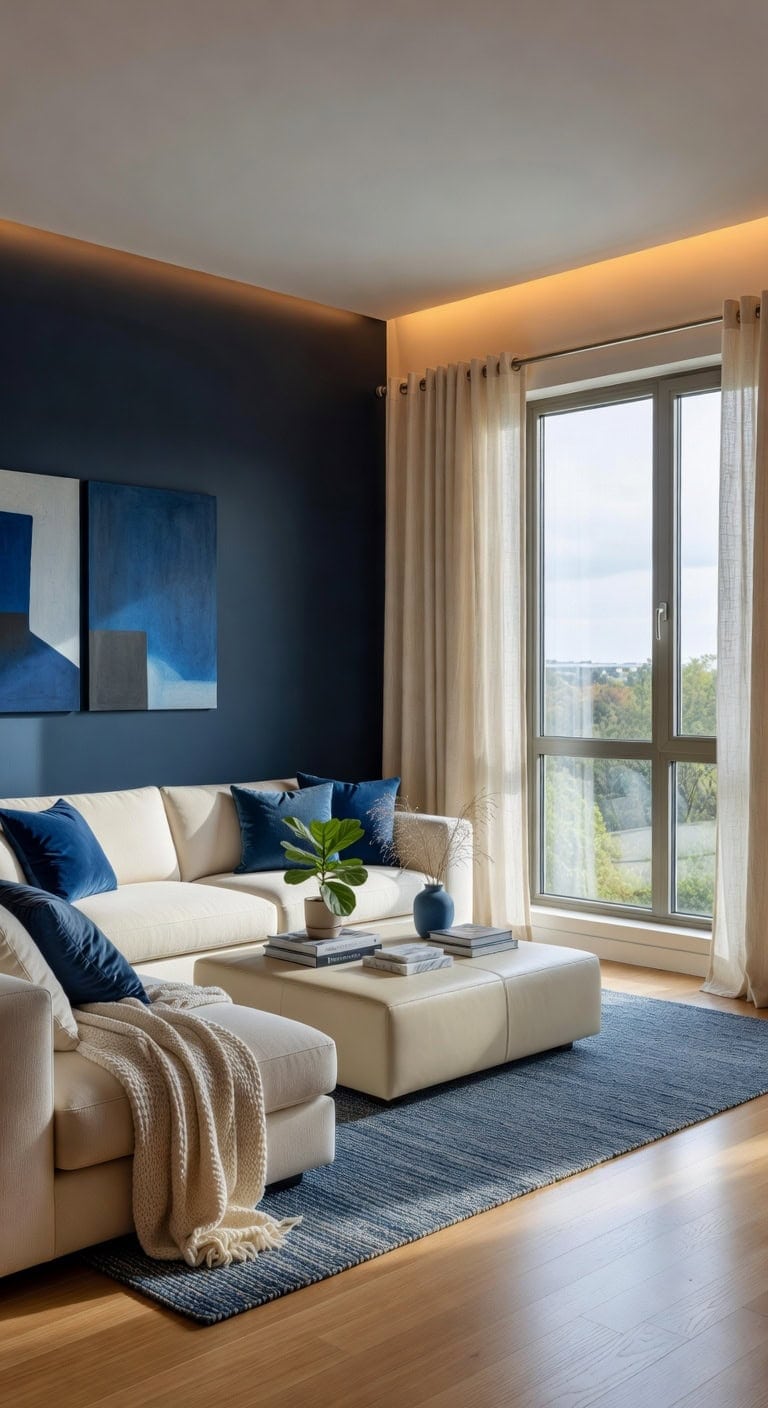 blue cream modern living