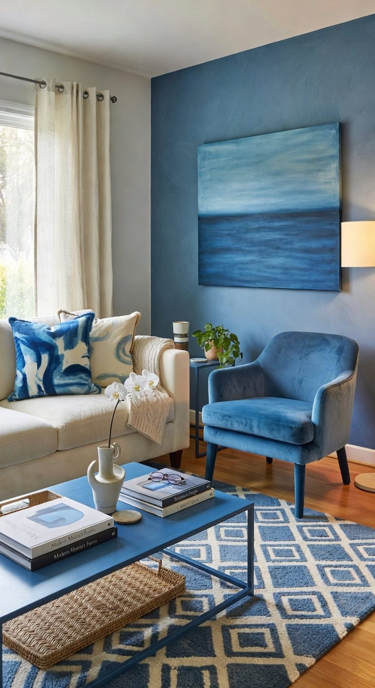 blue cream modern living