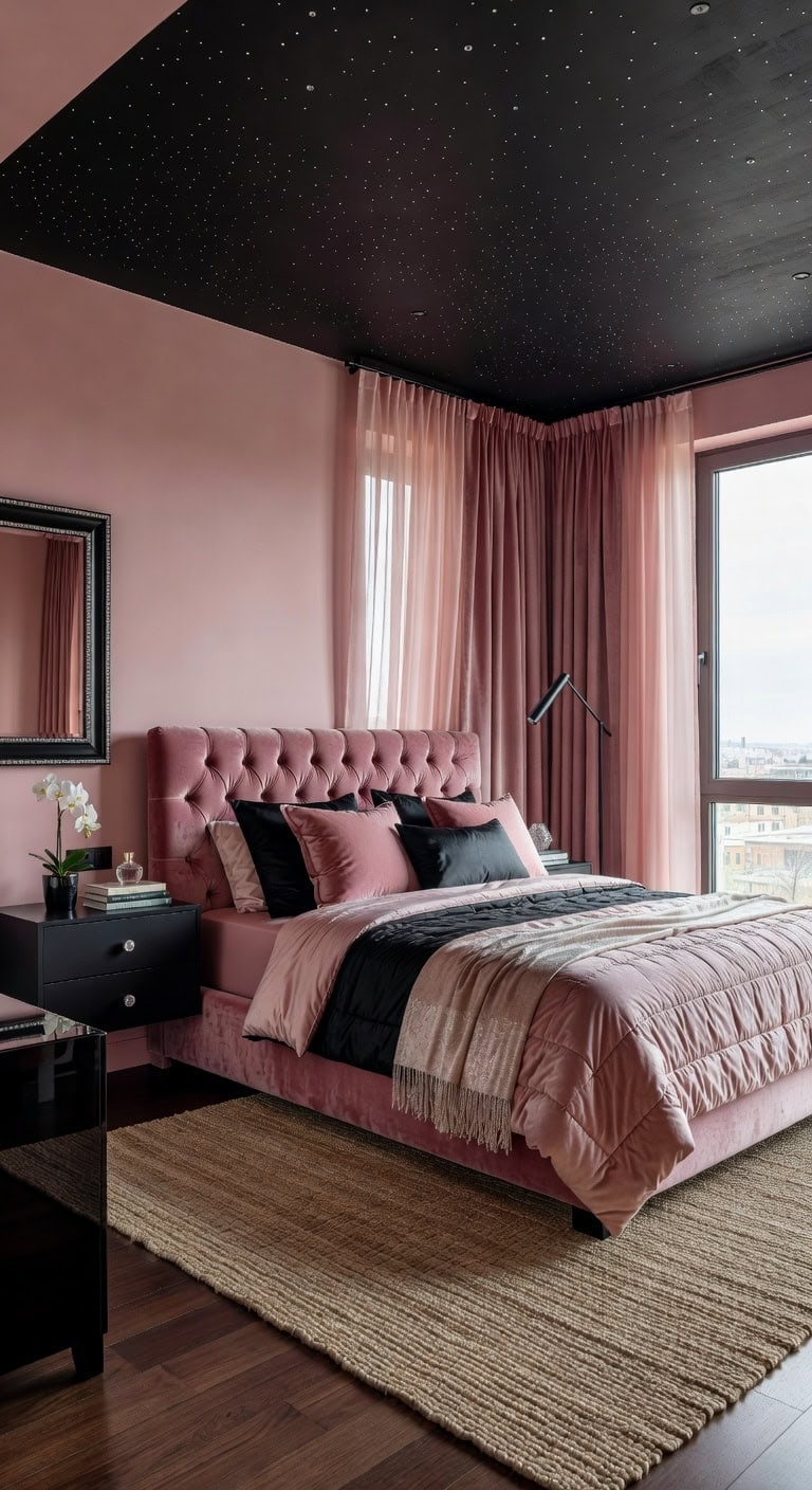 blush pink black glamour