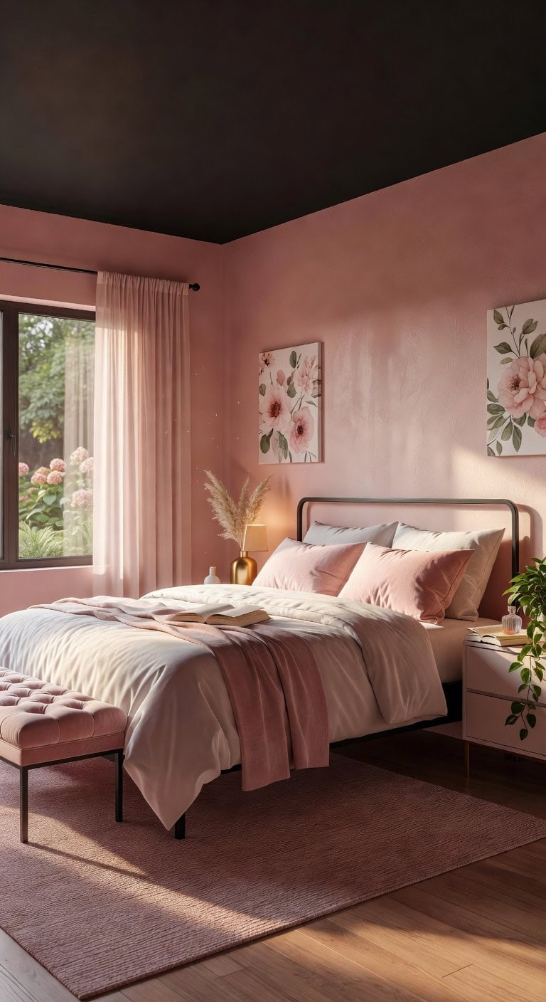 blush pink charcoal black