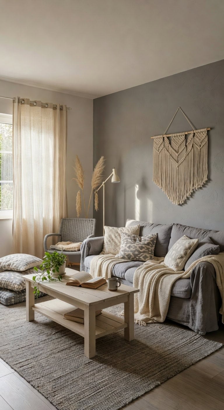 bohemian grey cream living