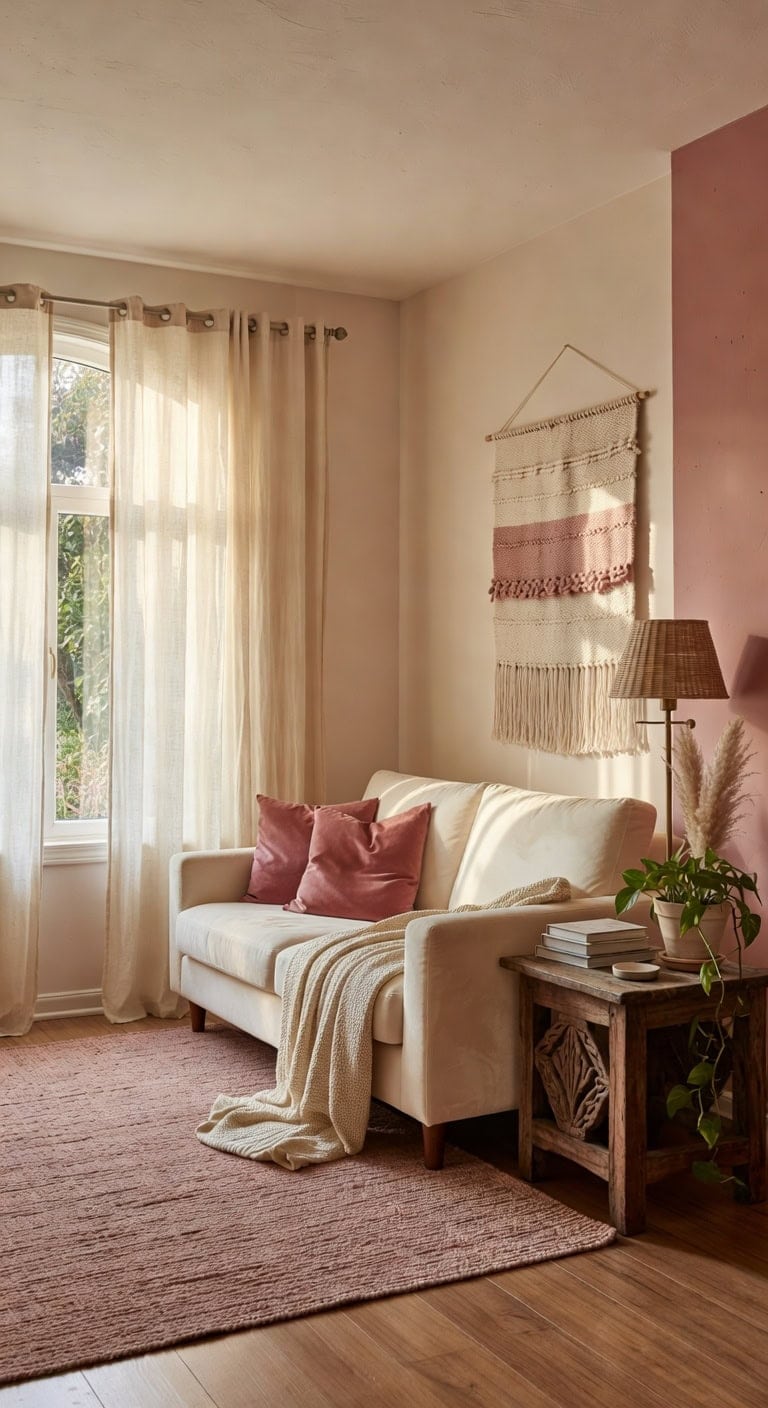 boho ivory rose livingroom