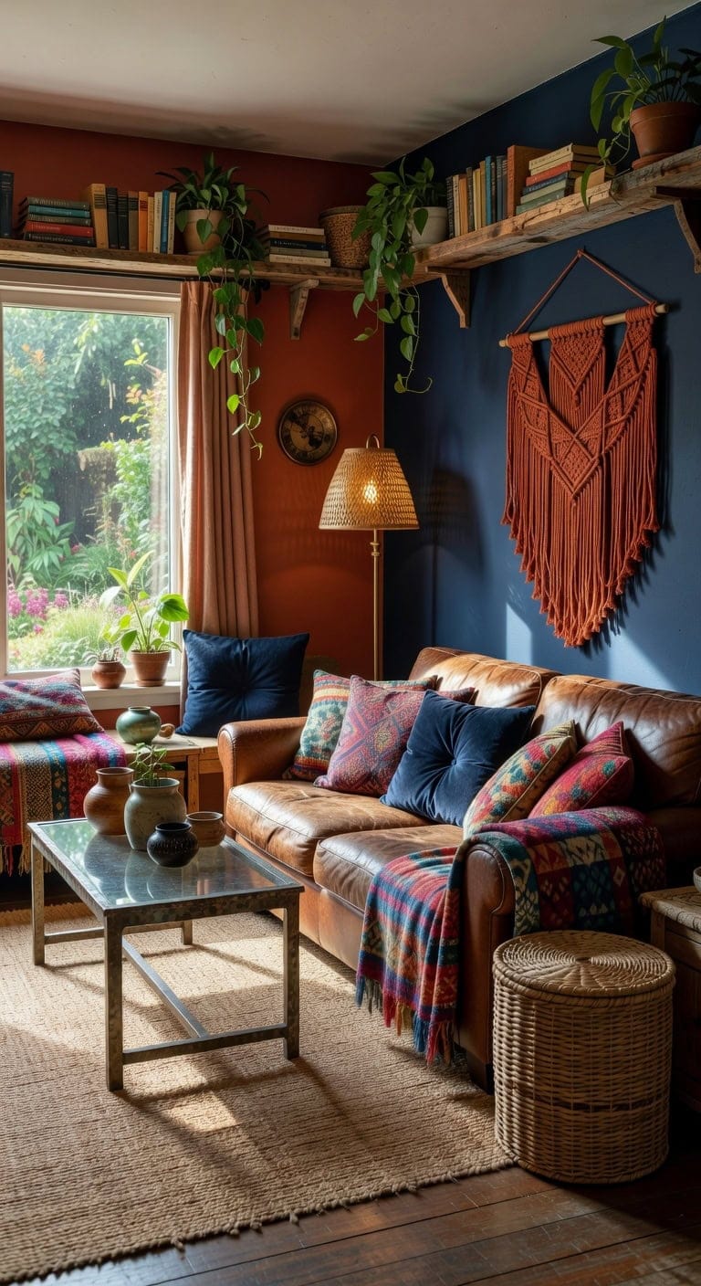 boho navy terracotta textures