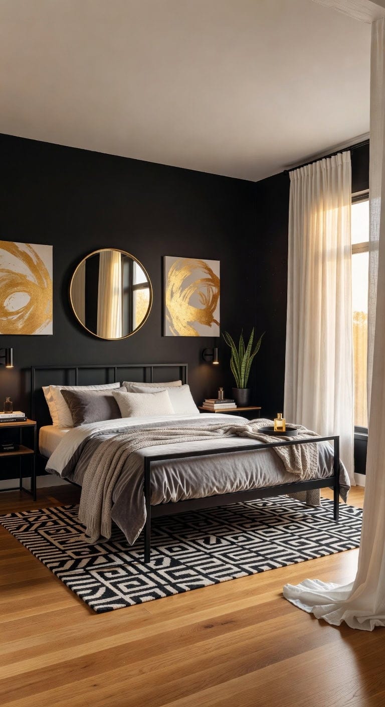 bold black bedroom retreat