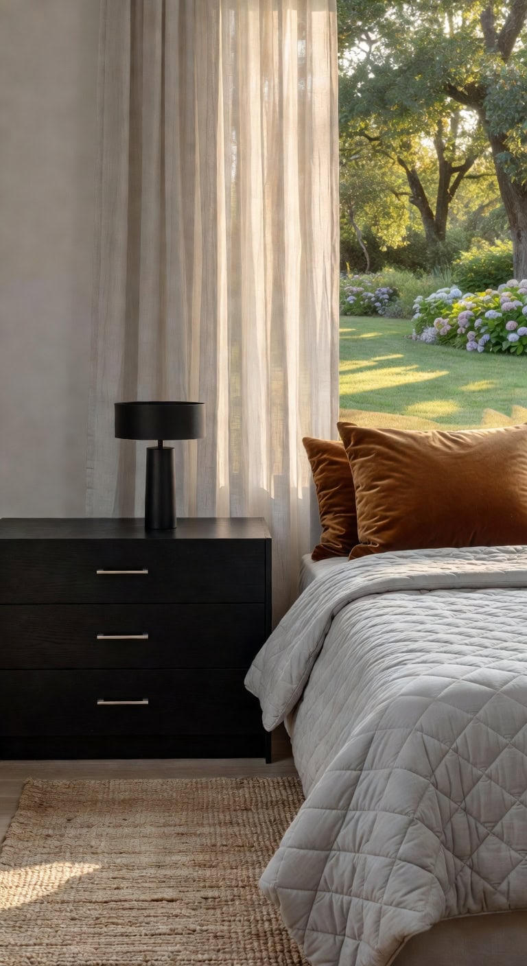 bold black bedroom styling