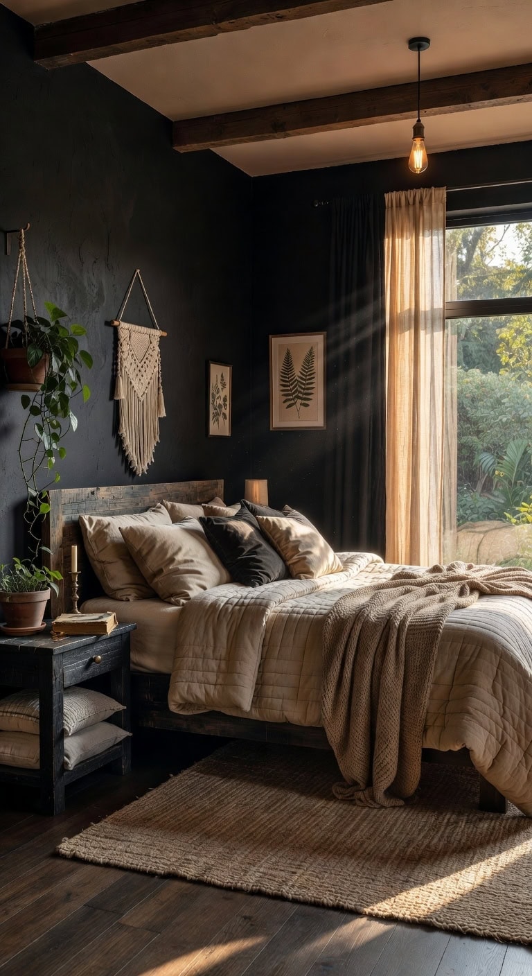 bold black beige boho haven