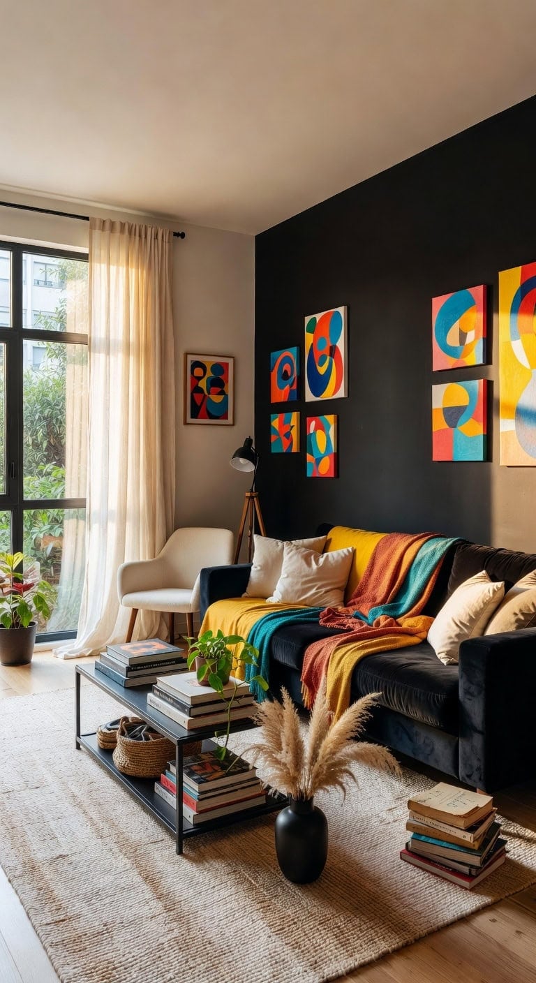 bold black cream eclectic living