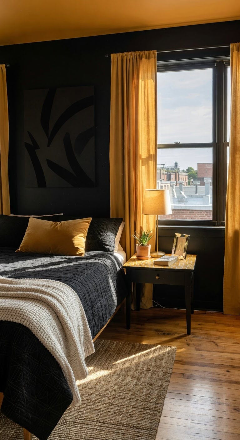 bold black mustard nightstand