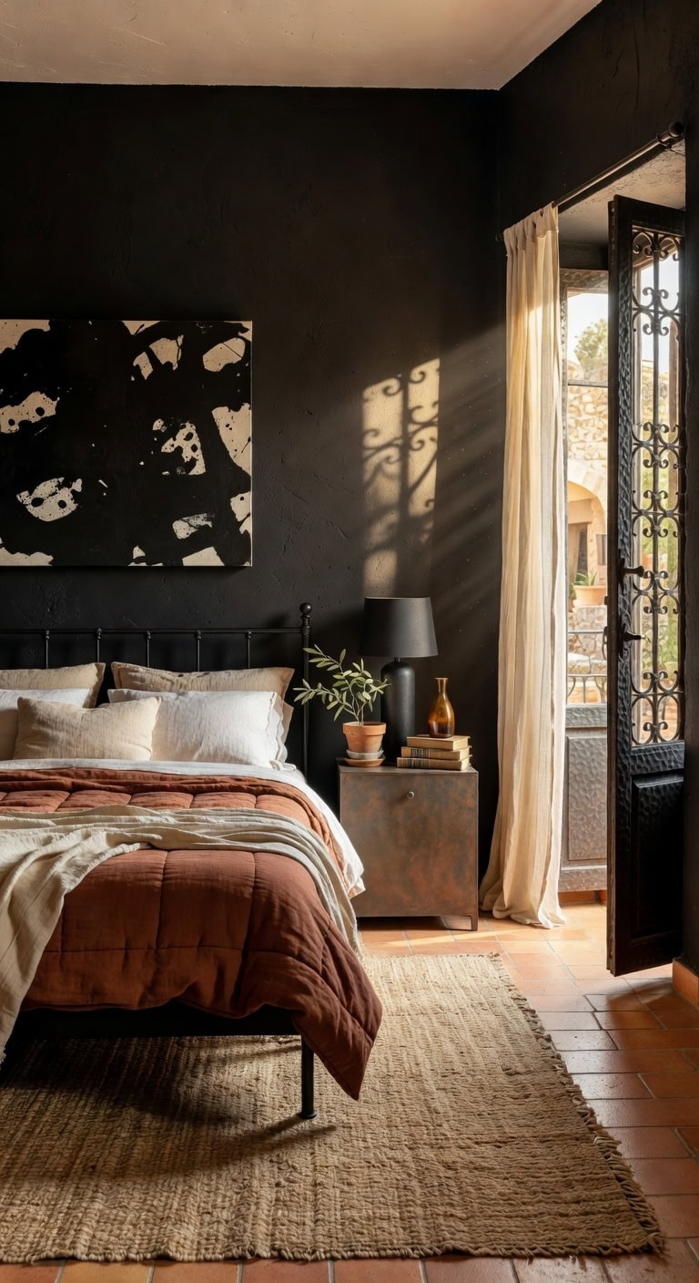 bold black rust mediterranean retreat