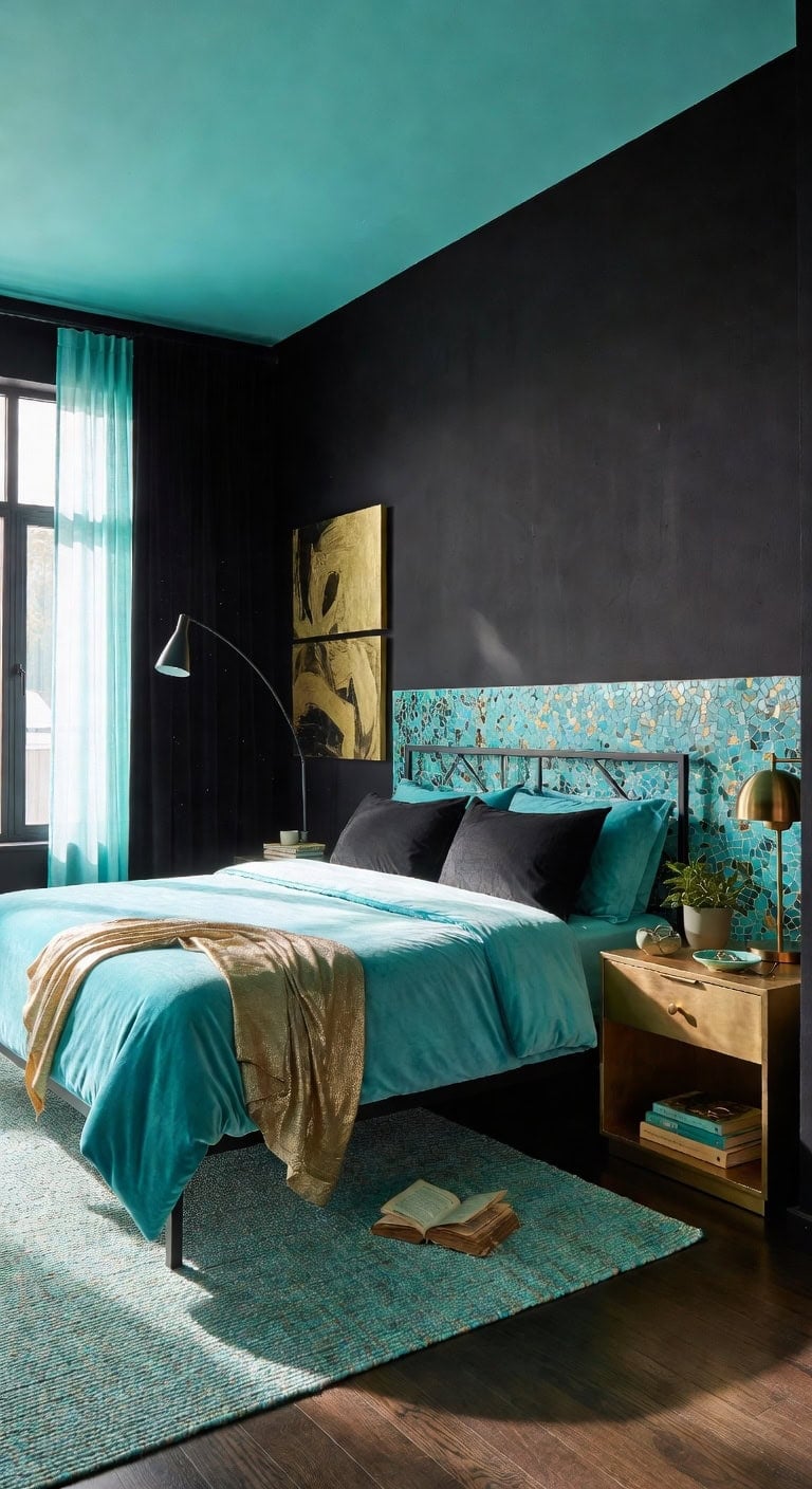 bold black turquoise gold