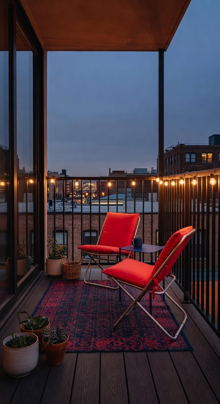 bold crimson navy balcony