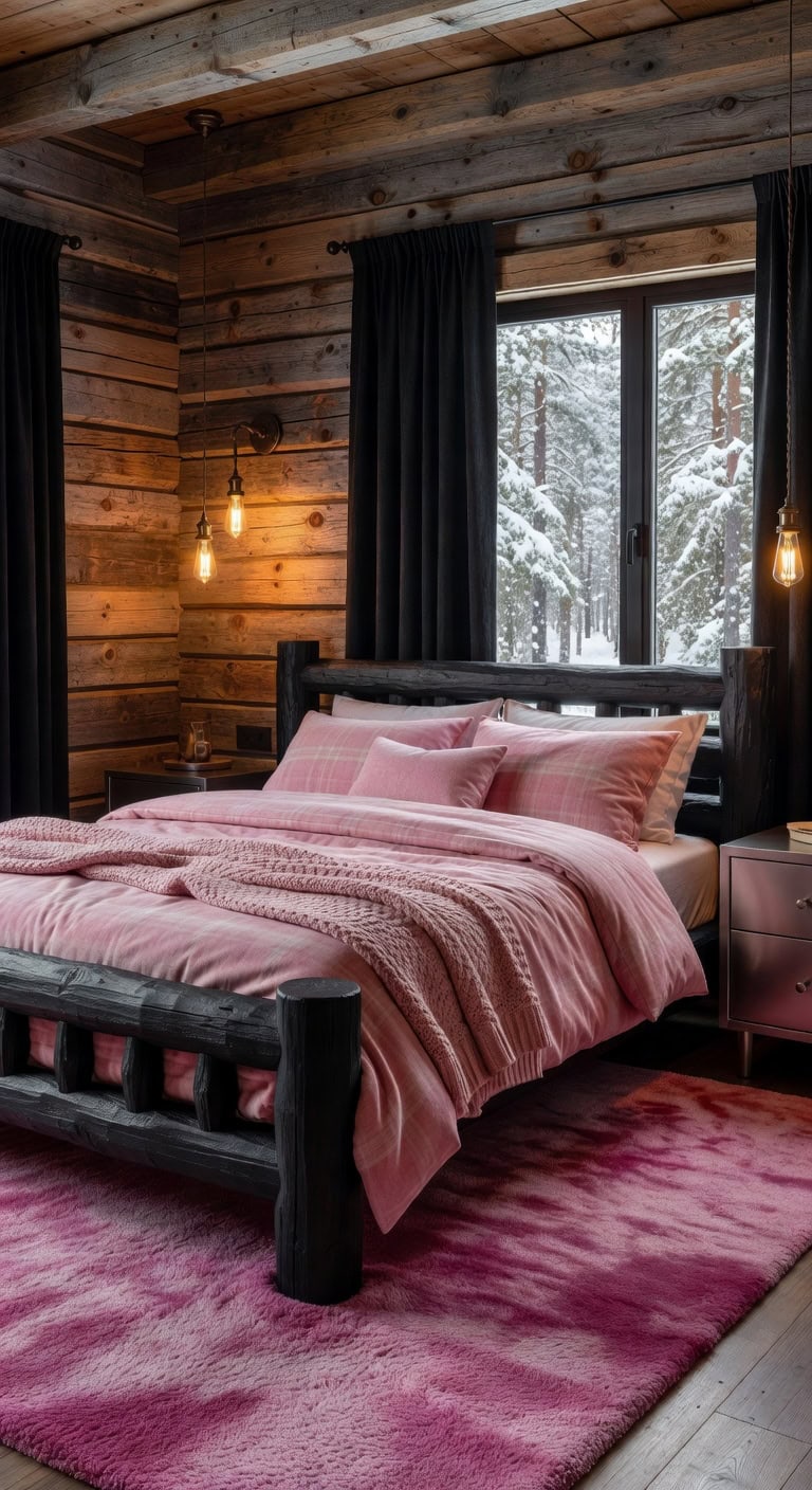 bold feminine bedroom contrast
