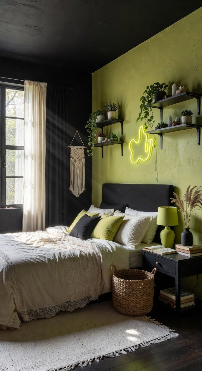 bold lime green boho retreat
