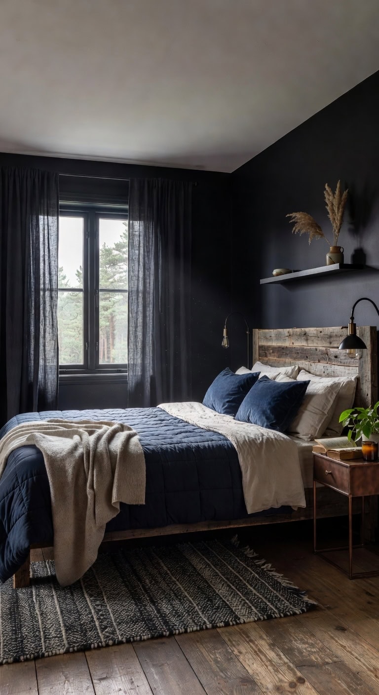 bold rustic black navy retreat