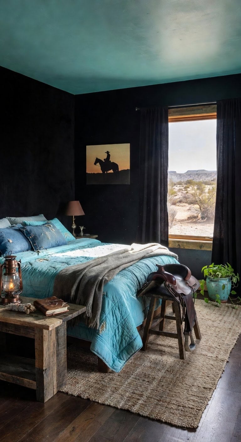 bold rustic western bedroom