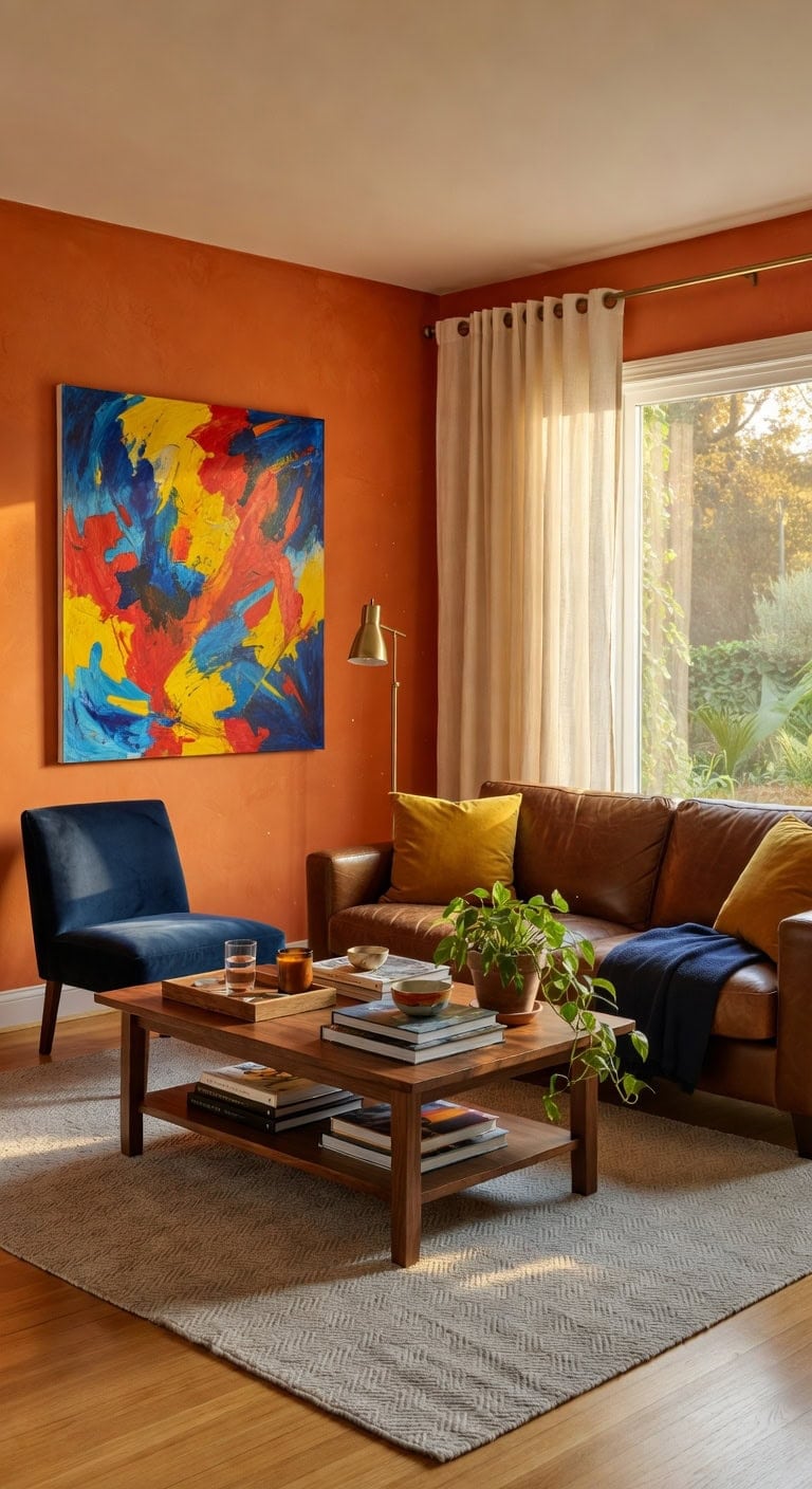 bright leather living room